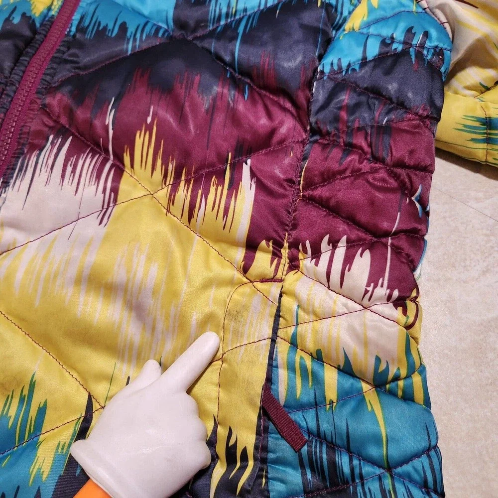 The North‎ Face Girls XL 18 Paint Splatter Multicolor Puffer 550 Quilted Jacket